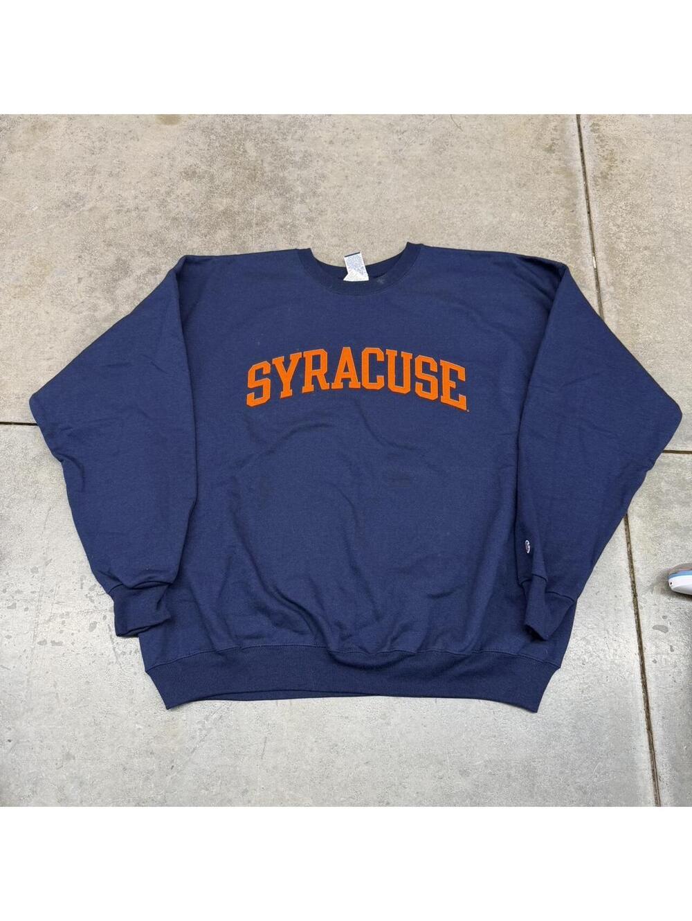 vintage syracuse university navy blue collegiate champion crewneck size xxl